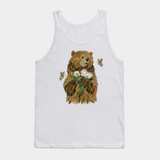 Bear with Flowers and Butterflies Tank Top